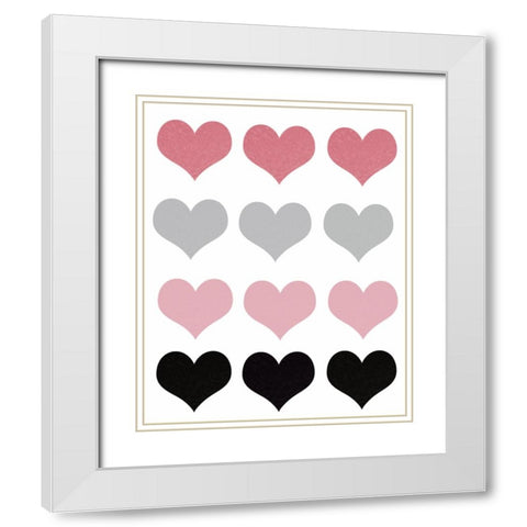 Hearts White Modern Wood Framed Art Print with Double Matting by Singleton, Ashley