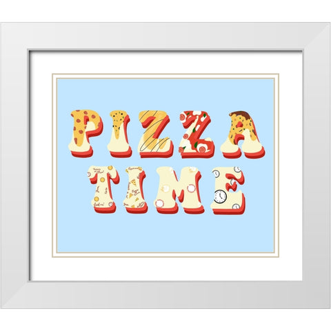Pizza Time White Modern Wood Framed Art Print with Double Matting by Singleton, Ashley
