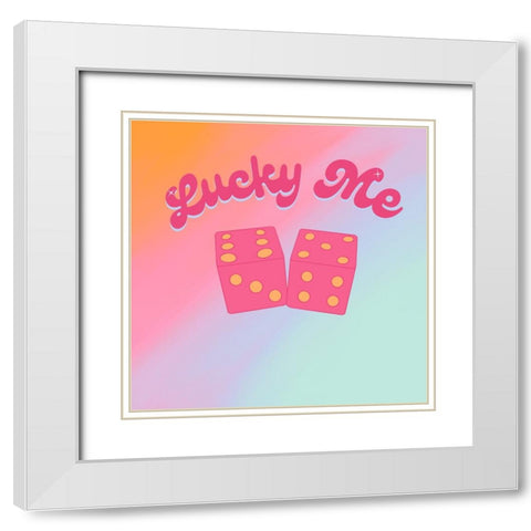 Lucky Dice White Modern Wood Framed Art Print with Double Matting by Singleton, Ashley