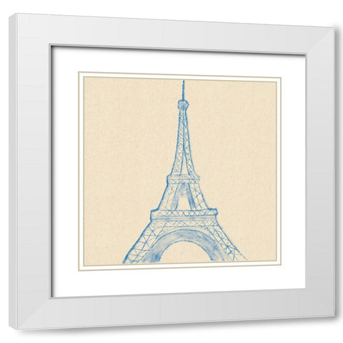 Eiffel Tower White Modern Wood Framed Art Print with Double Matting by Singleton, Ashley