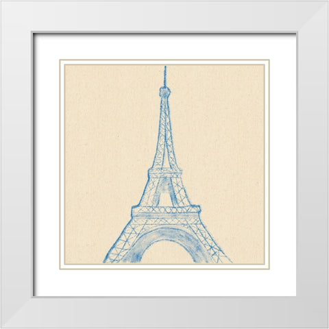 Eiffel Tower White Modern Wood Framed Art Print with Double Matting by Singleton, Ashley