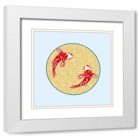 Koi Fish White Modern Wood Framed Art Print with Double Matting by Singleton, Ashley