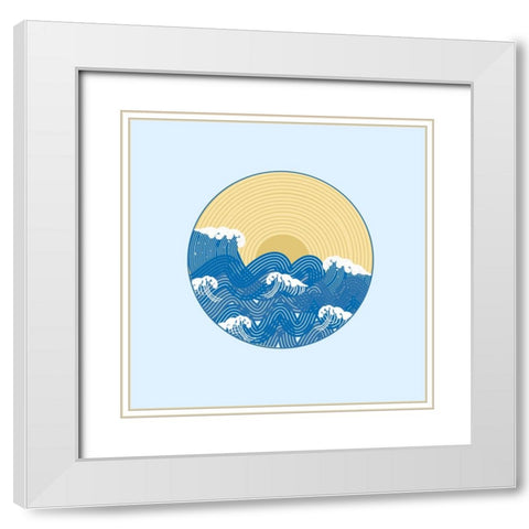Waves White Modern Wood Framed Art Print with Double Matting by Singleton, Ashley