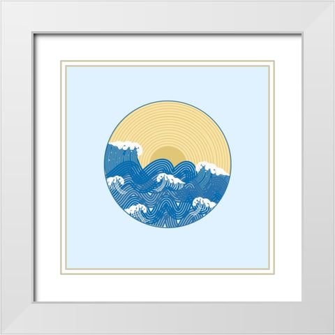 Waves White Modern Wood Framed Art Print with Double Matting by Singleton, Ashley