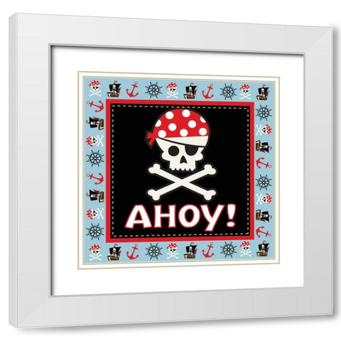 Ahoy Pirate Boy III White Modern Wood Framed Art Print with Double Matting by ND Art and Design