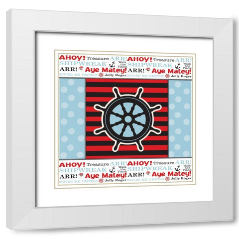 Ahoy Pirate Boy XI White Modern Wood Framed Art Print with Double Matting by ND Art and Design