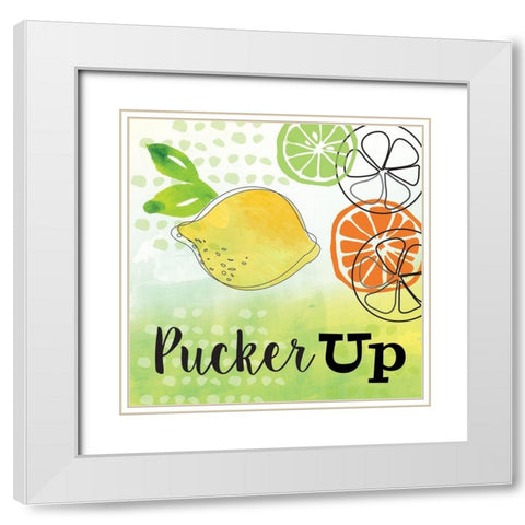 Pucker Up White Modern Wood Framed Art Print with Double Matting by ND Art