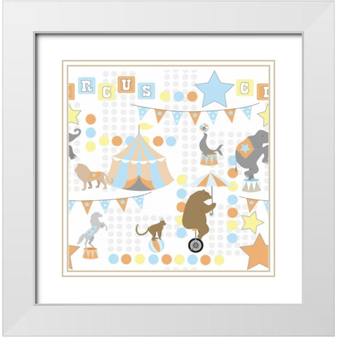 Baby Big Top V Blue White Modern Wood Framed Art Print with Double Matting by ND Art and Design