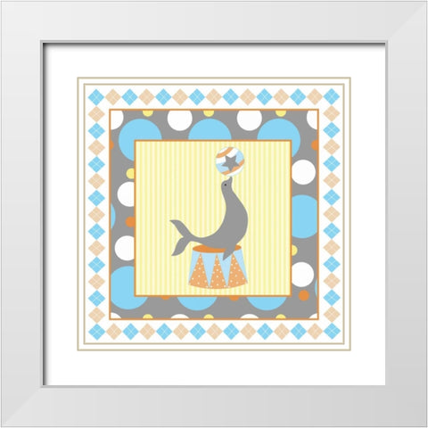 Baby Big Top VI Blue White Modern Wood Framed Art Print with Double Matting by ND Art and Design