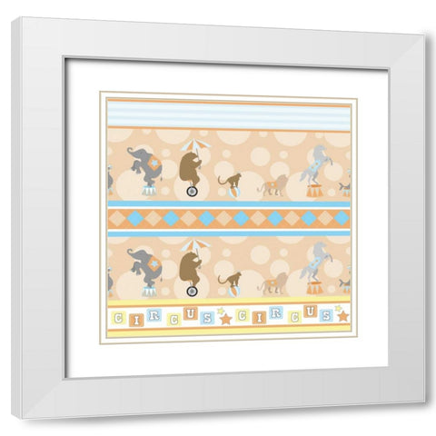 Baby Big Top VIII Blue White Modern Wood Framed Art Print with Double Matting by ND Art and Design