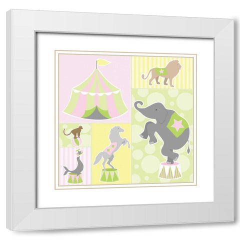 Baby Big Top III Pink White Modern Wood Framed Art Print with Double Matting by ND Art and Design