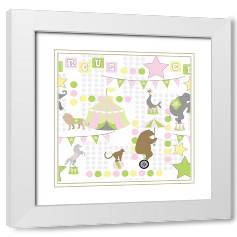 Baby Big Top V Pink White Modern Wood Framed Art Print with Double Matting by ND Art and Design