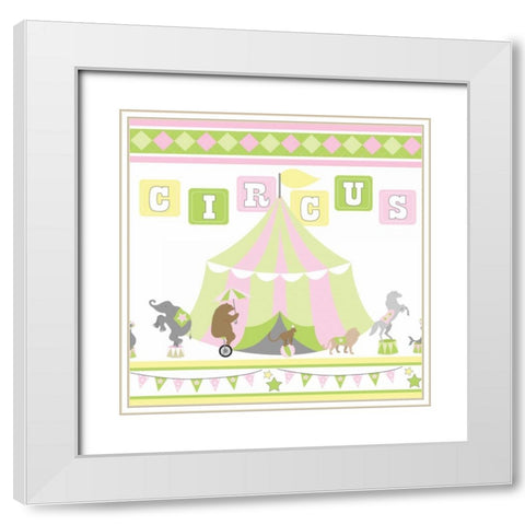 Baby Big Top VII Pink White Modern Wood Framed Art Print with Double Matting by ND Art and Design