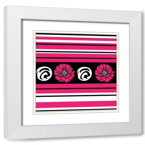 Bold Pink Flower II White Modern Wood Framed Art Print with Double Matting by ND Art and Design