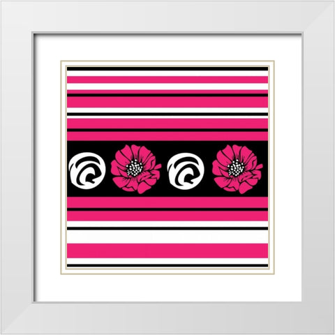 Bold Pink Flower II White Modern Wood Framed Art Print with Double Matting by ND Art and Design