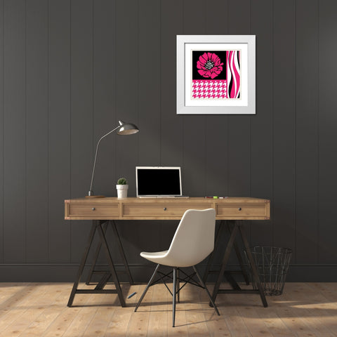 Bold Pink Flower IX White Modern Wood Framed Art Print with Double Matting by ND Art and Design