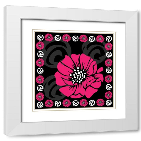 Bold Pink Flower X White Modern Wood Framed Art Print with Double Matting by ND Art and Design