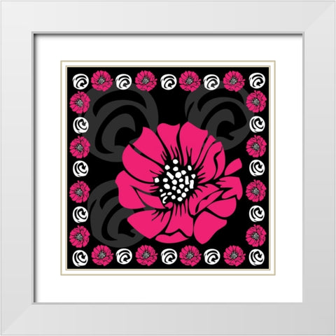 Bold Pink Flower X White Modern Wood Framed Art Print with Double Matting by ND Art and Design