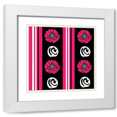 Bold Pink Flower XII White Modern Wood Framed Art Print with Double Matting by ND Art and Design