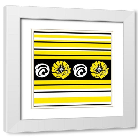 Bold Yellow Flower II White Modern Wood Framed Art Print with Double Matting by ND Art and Design