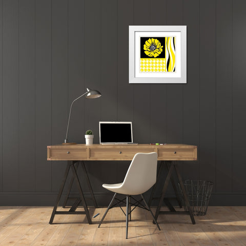 Bold Yellow Flower IX White Modern Wood Framed Art Print with Double Matting by ND Art and Design