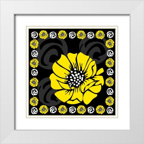 Bold Yellow Flower X White Modern Wood Framed Art Print with Double Matting by ND Art and Design