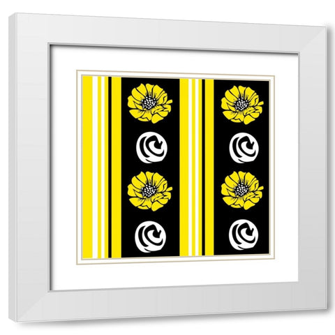 Bold Yellow Flower XII White Modern Wood Framed Art Print with Double Matting by ND Art and Design