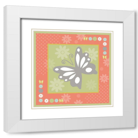 Butterflies and Blooms Tranquil XII White Modern Wood Framed Art Print with Double Matting by ND Art and Design