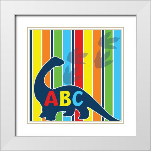 Dinopolooza IX White Modern Wood Framed Art Print with Double Matting by ND Art and Design