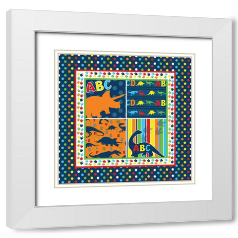 Dinopolooza X White Modern Wood Framed Art Print with Double Matting by ND Art and Design