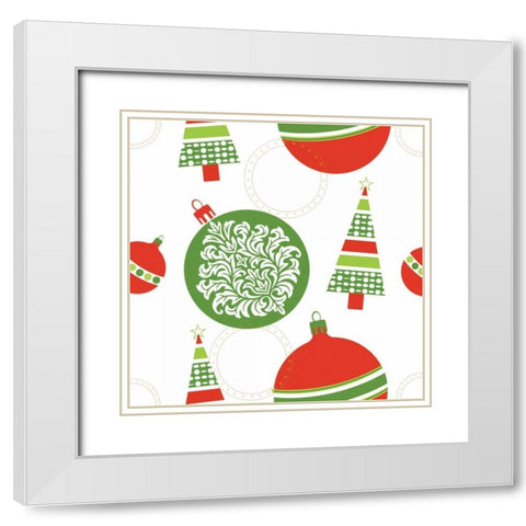 Joyous Holiday IV White Modern Wood Framed Art Print with Double Matting by ND Art and Design