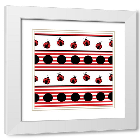 Ladybug VI White Modern Wood Framed Art Print with Double Matting by ND Art and Design