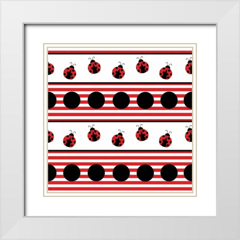 Ladybug VI White Modern Wood Framed Art Print with Double Matting by ND Art and Design
