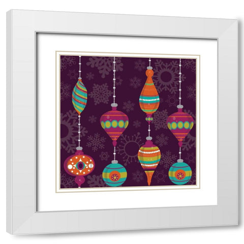 Mod Christmas I White Modern Wood Framed Art Print with Double Matting by ND Art and Design
