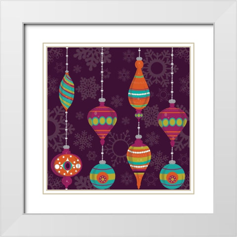 Mod Christmas I White Modern Wood Framed Art Print with Double Matting by ND Art and Design