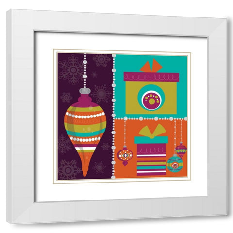 Mod Christmas II White Modern Wood Framed Art Print with Double Matting by ND Art and Design