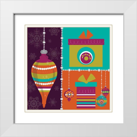 Mod Christmas II White Modern Wood Framed Art Print with Double Matting by ND Art and Design