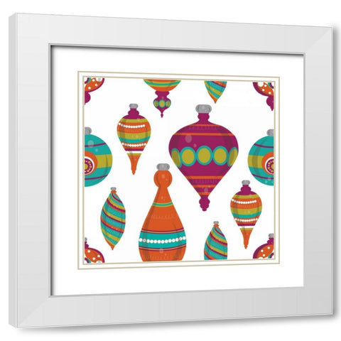 Mod Christmas III White Modern Wood Framed Art Print with Double Matting by ND Art and Design