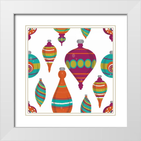 Mod Christmas III White Modern Wood Framed Art Print with Double Matting by ND Art and Design