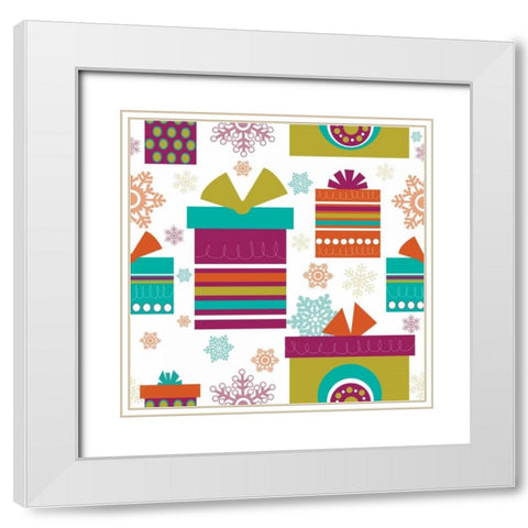 Mod Christmas IV White Modern Wood Framed Art Print with Double Matting by ND Art and Design