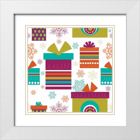 Mod Christmas IV White Modern Wood Framed Art Print with Double Matting by ND Art and Design