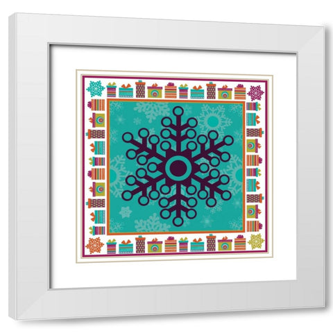 Mod Christmas XII White Modern Wood Framed Art Print with Double Matting by ND Art and Design