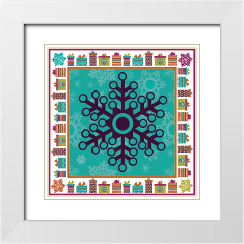Mod Christmas XII White Modern Wood Framed Art Print with Double Matting by ND Art and Design