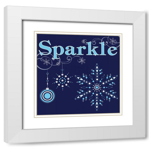 Winter Sparkle IX White Modern Wood Framed Art Print with Double Matting by ND Art and Design