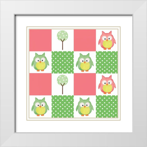 Hoot Pink VII White Modern Wood Framed Art Print with Double Matting by ND Art and Design