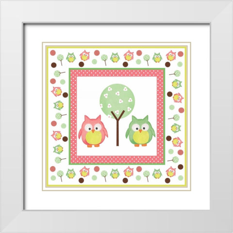 Hoot Pink XII White Modern Wood Framed Art Print with Double Matting by ND Art and Design