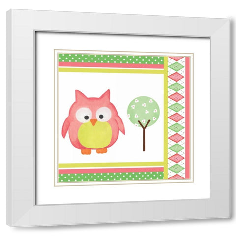 Hoot Pink VI White Modern Wood Framed Art Print with Double Matting by ND Art and Design