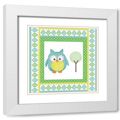 Hoot Blue VIII White Modern Wood Framed Art Print with Double Matting by ND Art and Design