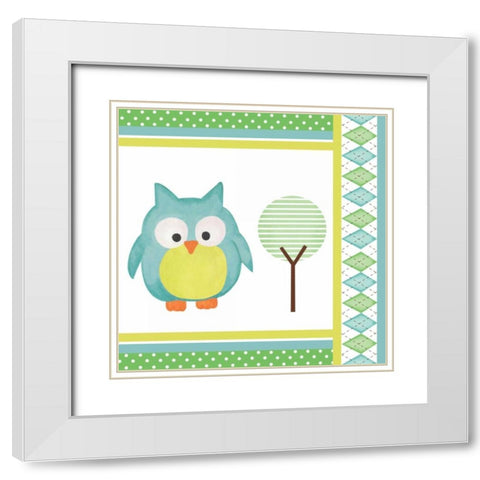Hoot Blue VI White Modern Wood Framed Art Print with Double Matting by ND Art and Design