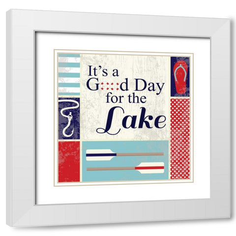 Lake I White Modern Wood Framed Art Print with Double Matting by ND Art and Design